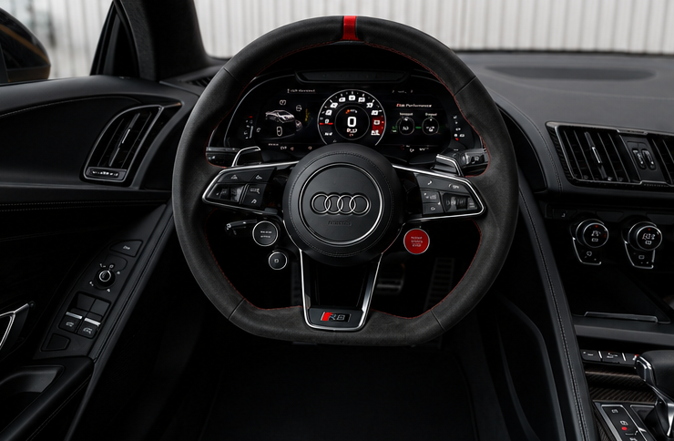 Audi R8 cockpit, virtual cockpit and R8 steering wheel