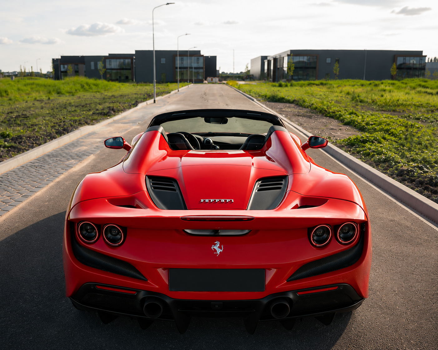 Ferrari F8 Spider, rear view with V8 engine cover